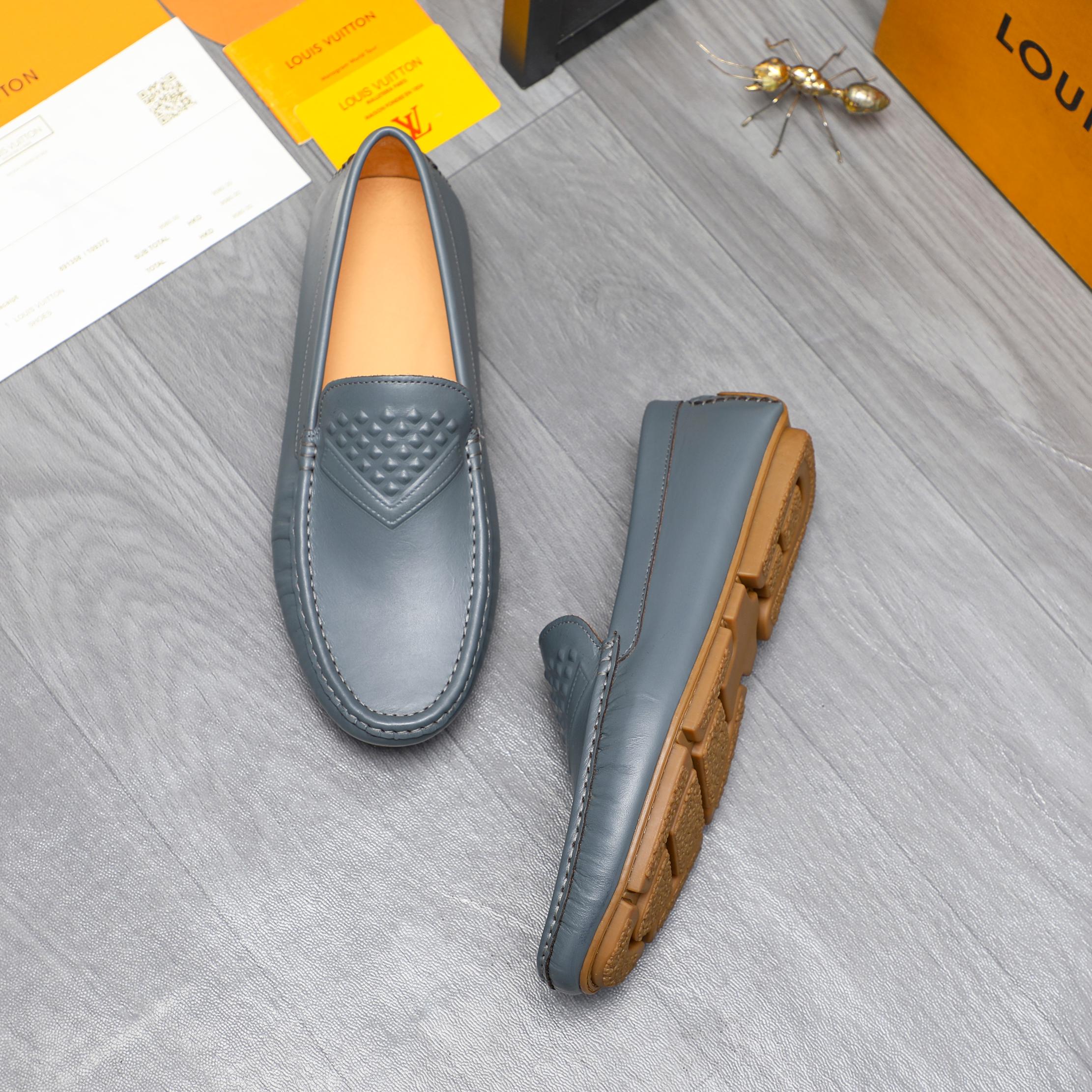 LOUIS VUITTON LOAFERS EMBOSSED LEATHER MOCCASIN INDIGO BLUE - Image 2