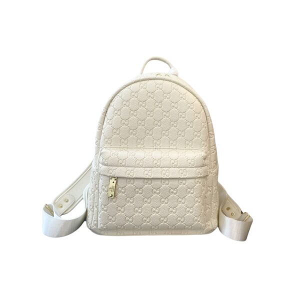 GUCCI GG EMBOSSED LEATHER BACKPACK WHITE 26CM