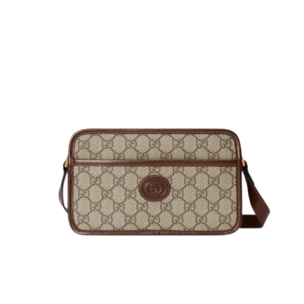 GUCCI MINI BAG WITH INTERLOCKING G IN GG SUPREME BROWN 22CM
