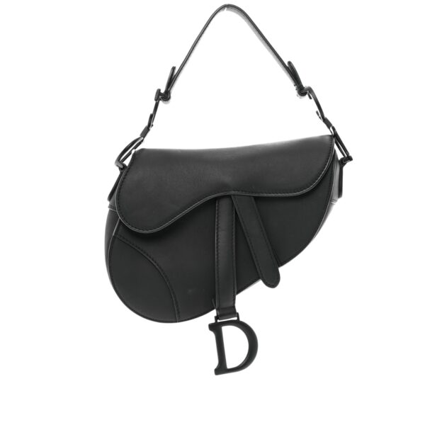 DIOR ULTRA MATTE LEATHER SADDLE BAG BLACK 25CM