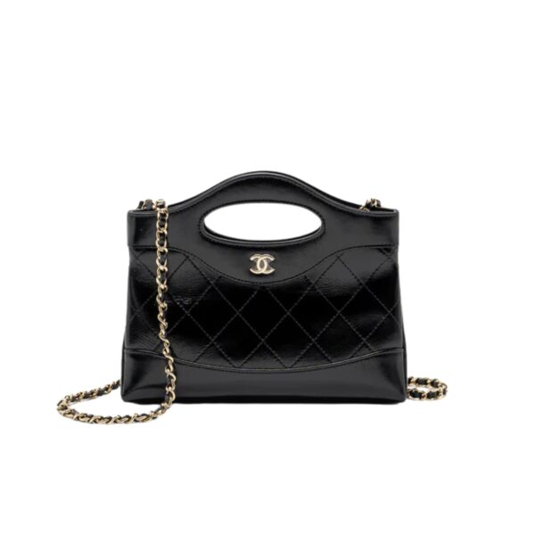 CHANEL 24C MINI 31 CLUTCH WITH CHAIN SHINY BLACK 24CM
