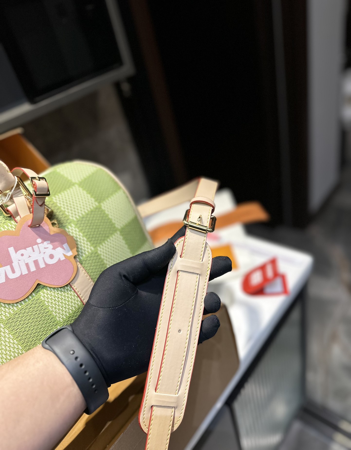 LOUIS VUITTON KEEPALL BANDOULIÈRE DAMIER CANVAS GREEN 35CM N40671 - Image 3