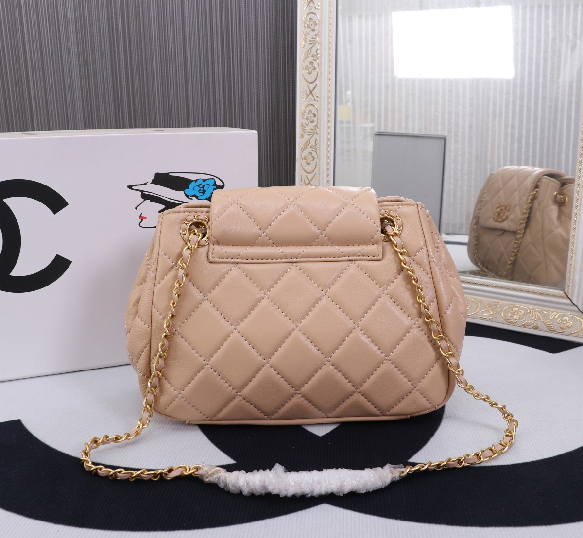 CHANEL MIX ACCORDION CC FLAP BAG QUILTED GLAZED LEATHER PINK 23CM - Image 9