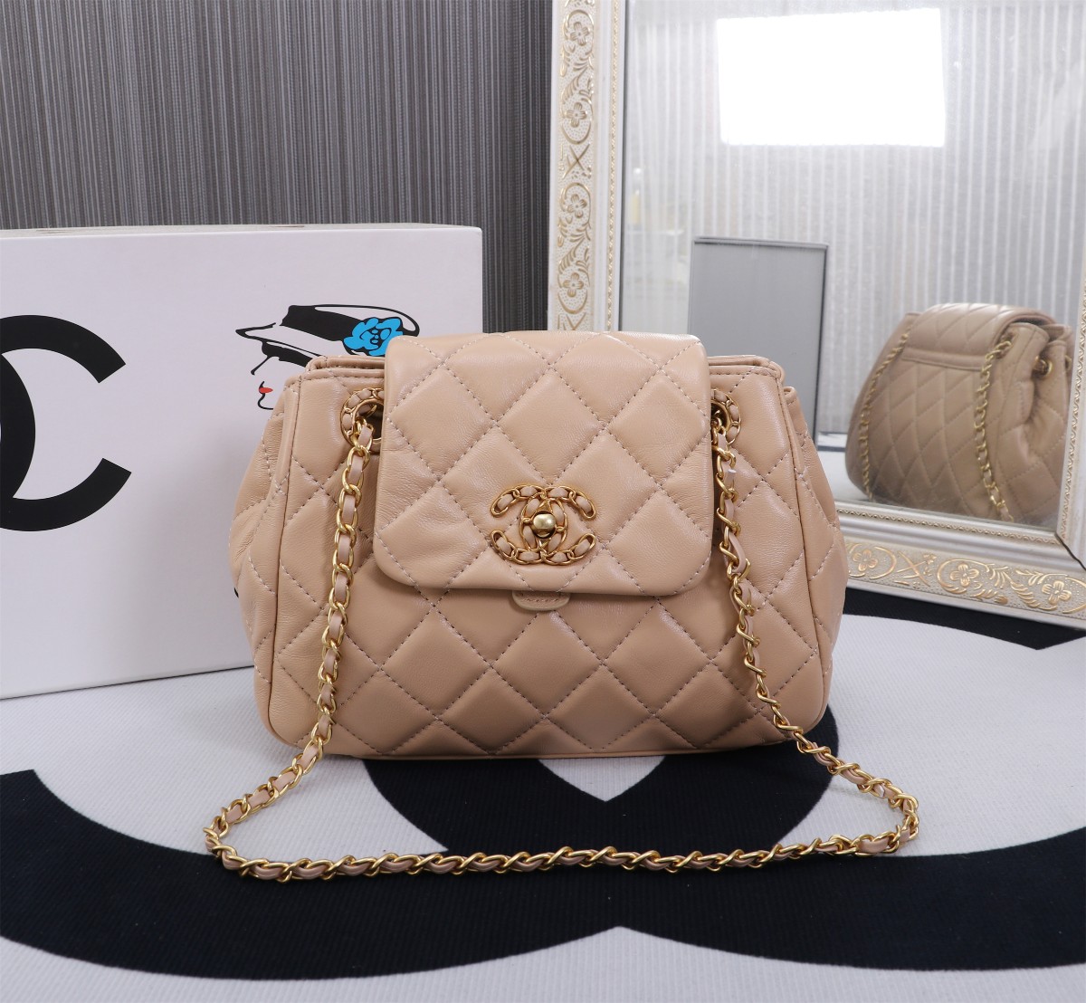 CHANEL MIX ACCORDION CC FLAP BAG QUILTED GLAZED LEATHER PINK 23CM - Image 10