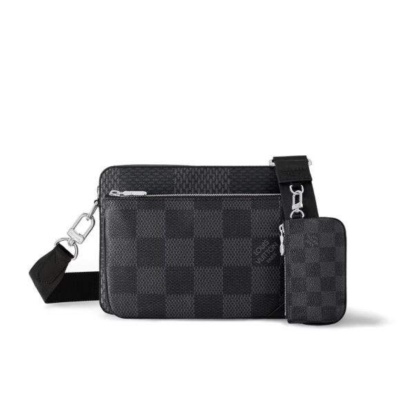 LOUIS VUITTON TRIO MESSENGER BAG DAMIER CANVAS BLACK 25CM N50017