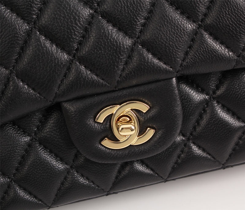 CHANEL CLASSIC FLAP BLACK GOLD HARDWARE 25CM - Image 3