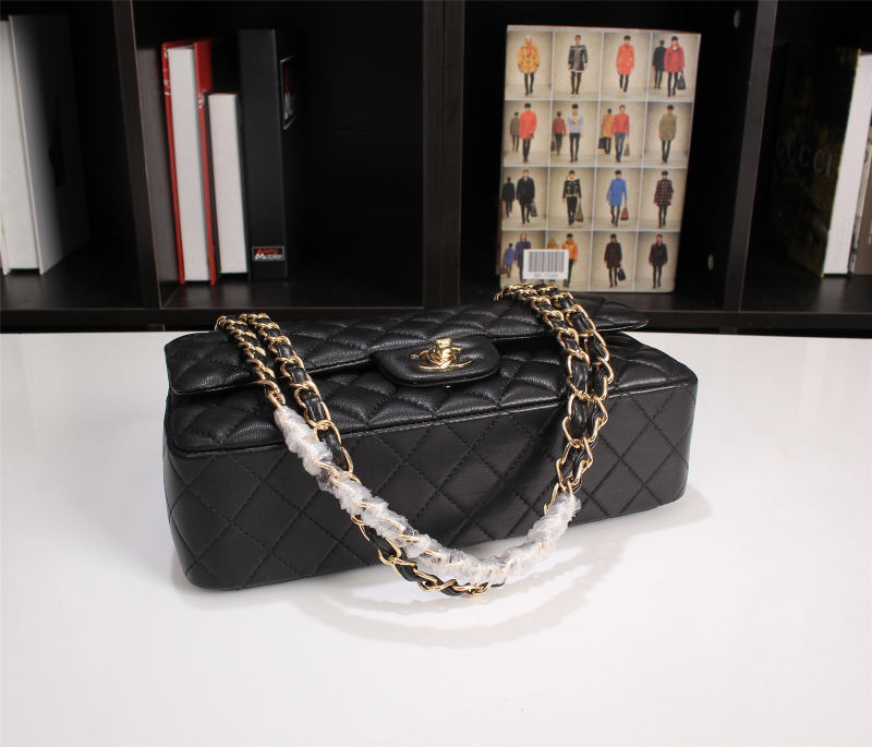CHANEL CLASSIC FLAP BLACK GOLD HARDWARE 25CM - Image 8