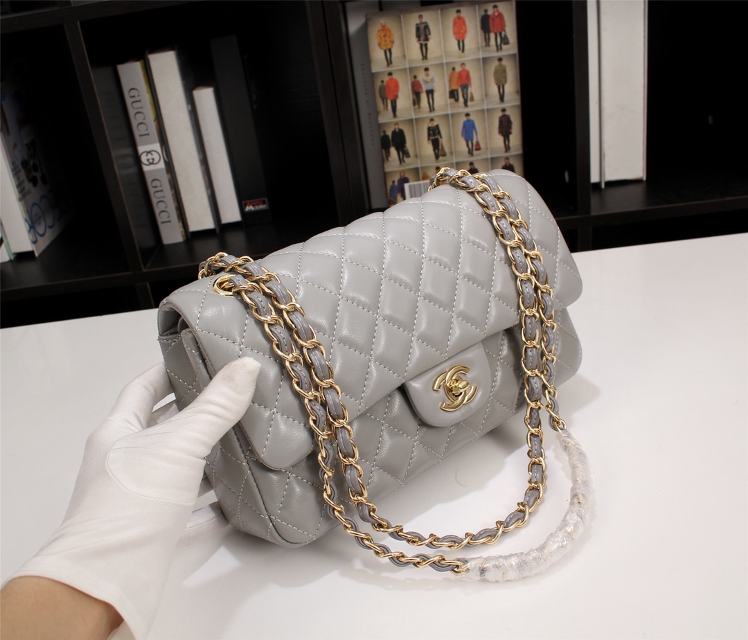 CHANEL CLASSIC FLAP GRAY GOLD HARDWARE 25CM - Image 9
