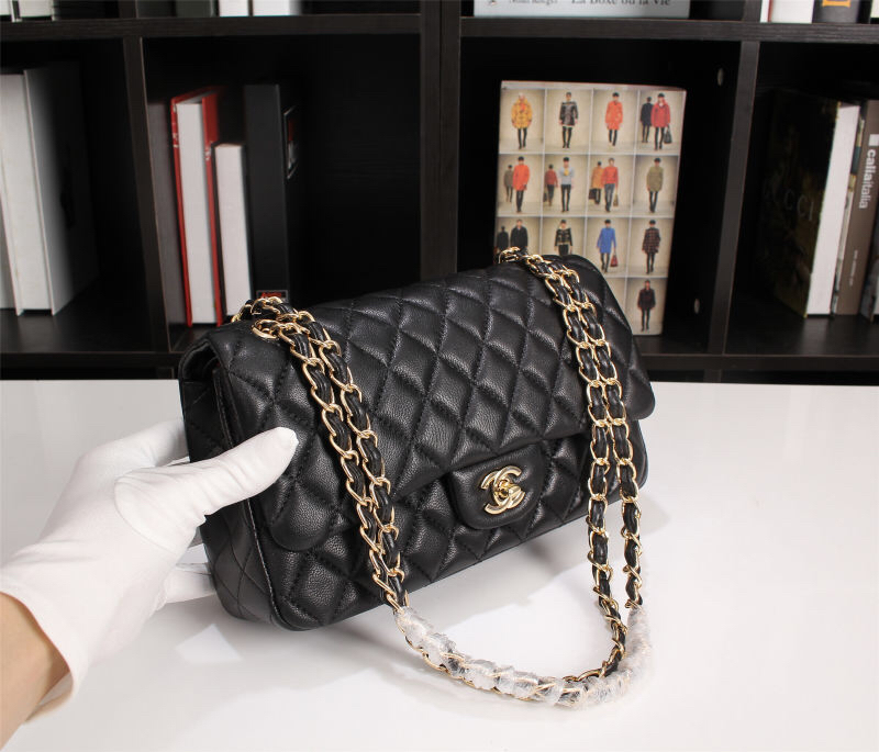CHANEL CLASSIC FLAP BLACK GOLD HARDWARE 25CM - Image 9