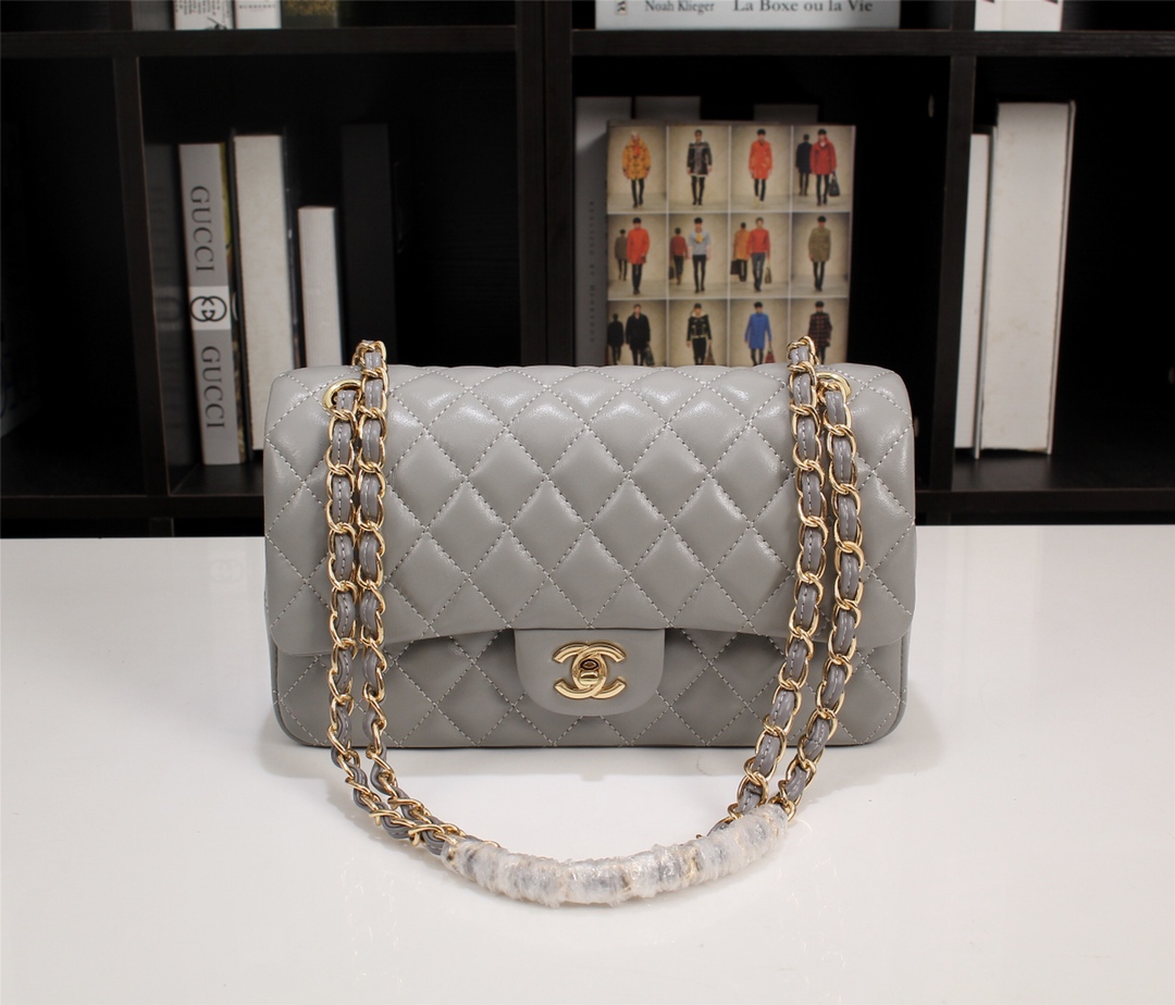 CHANEL CLASSIC FLAP GRAY GOLD HARDWARE 25CM - Image 10