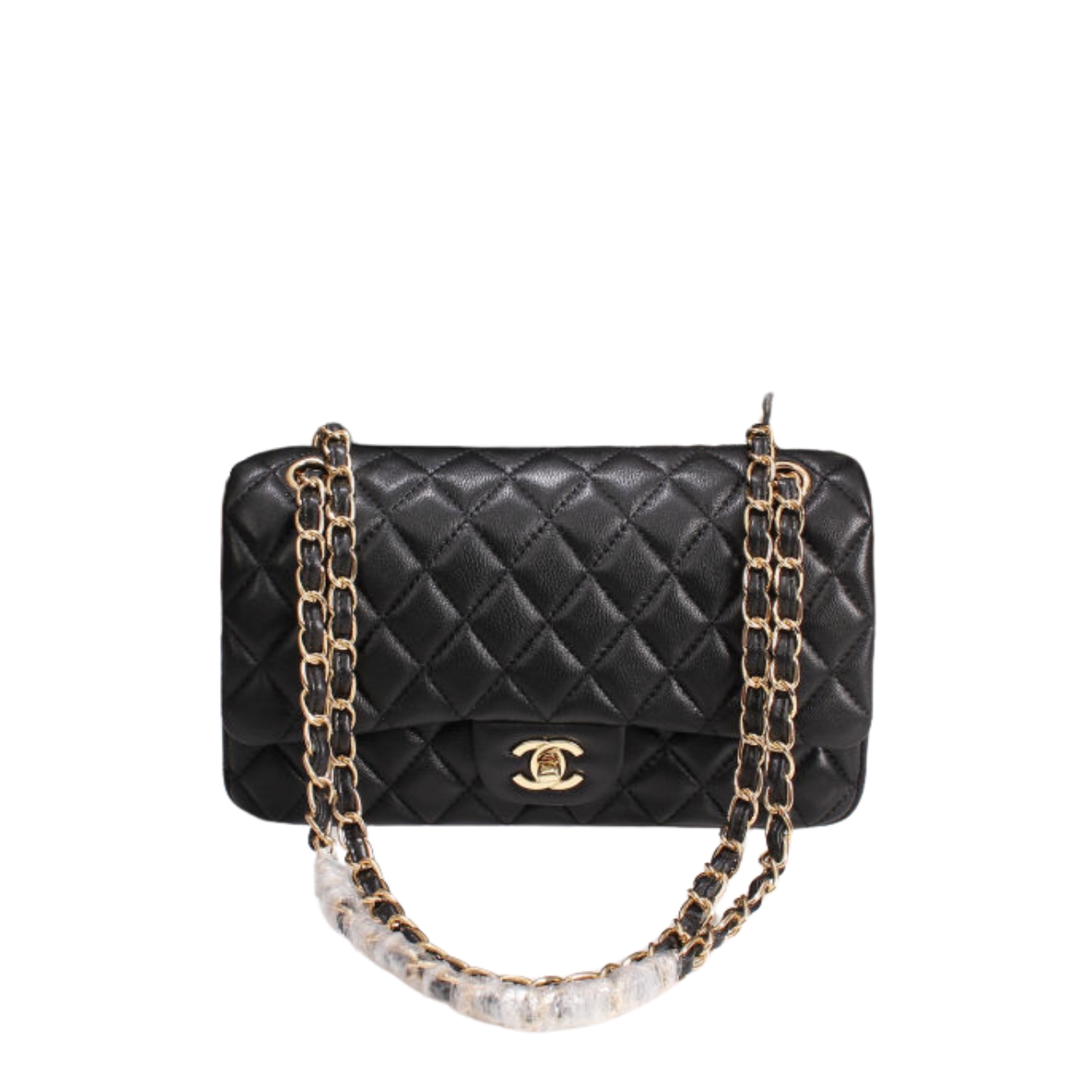 CHANEL CLASSIC FLAP BLACK GOLD HARDWARE 25CM
