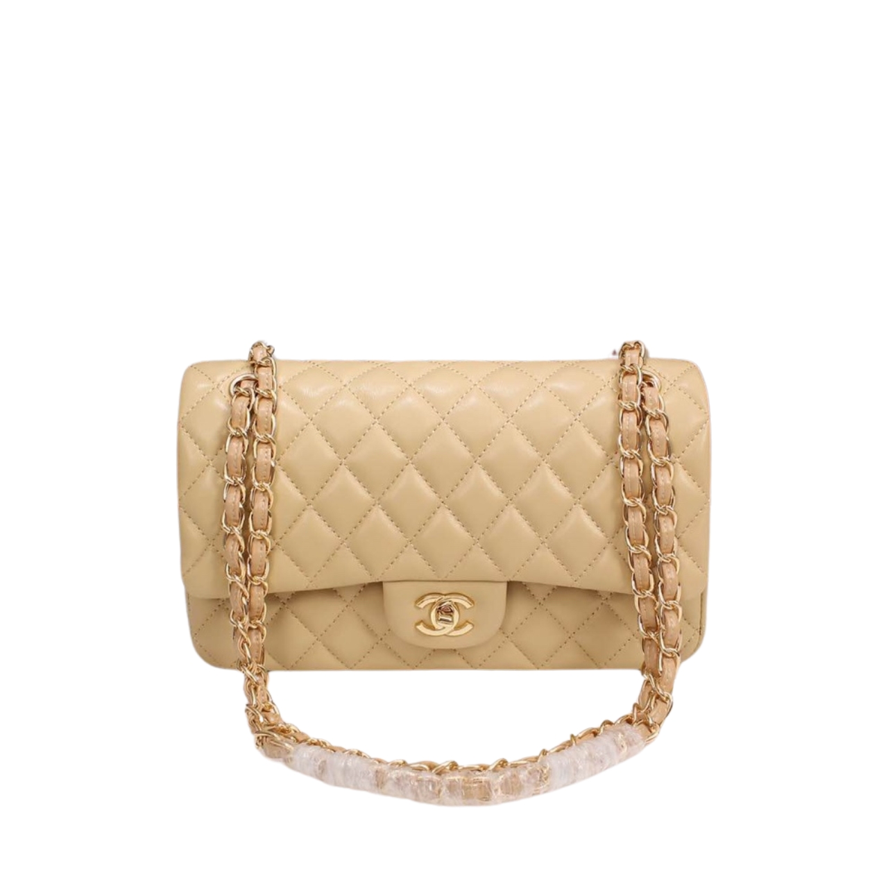 CHANEL CLASSIC FLAP BEIGE GOLD HARDWARE 25CM