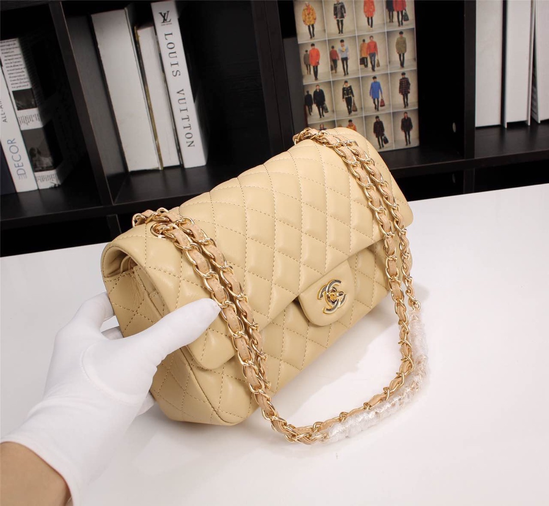 CHANEL CLASSIC FLAP BEIGE GOLD HARDWARE 25CM - Image 7