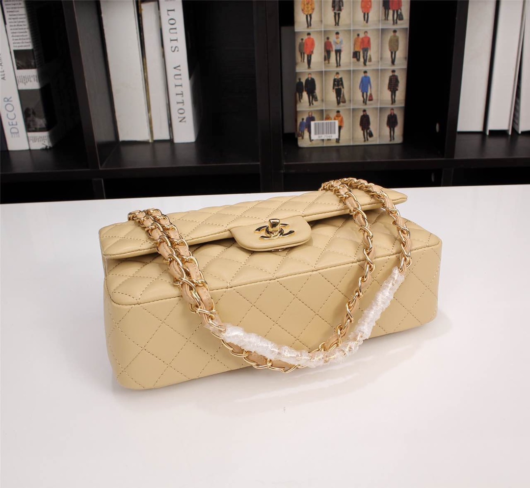 CHANEL CLASSIC FLAP BEIGE GOLD HARDWARE 25CM - Image 8