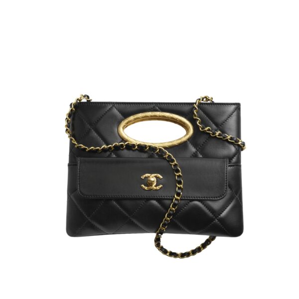 CHANEL CLUTCH AND GOLD PLATED METAL IN BLACK 25CM AS5038 B17663 94305