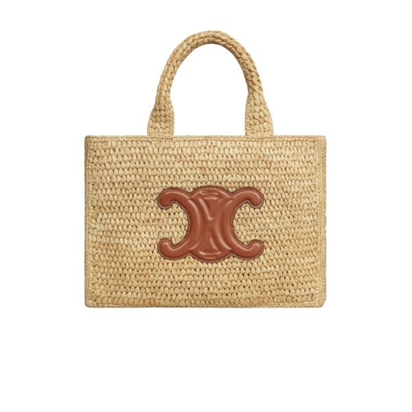 CELINE SMALL CABAS THAIS IN RAFFIA AND LEATHER TAN 27CM 116302FF7 04LU