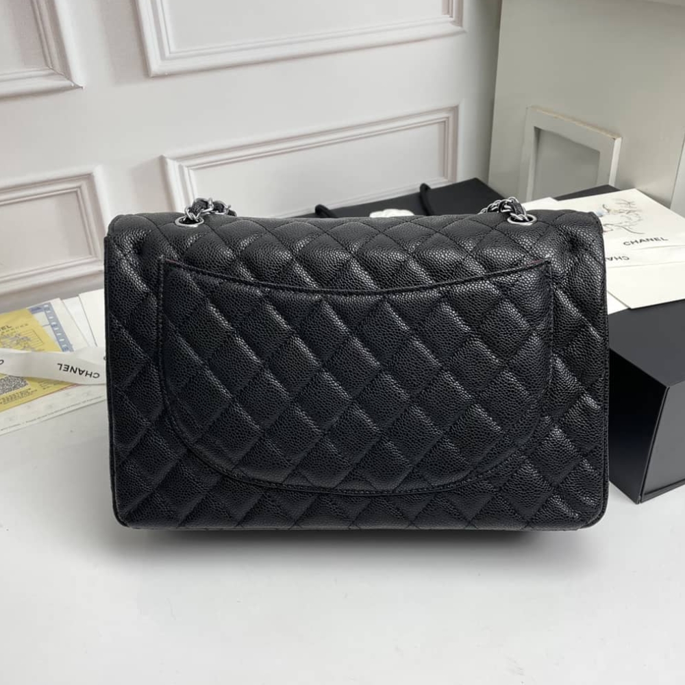 CHANEL CLASSIC FLAP SLIVER HARDWARE BLACK 33CM - Image 3