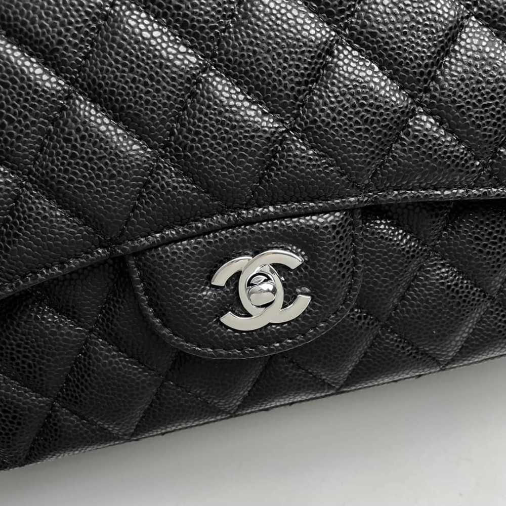 CHANEL CLASSIC FLAP SLIVER HARDWARE BLACK 33CM - Image 7
