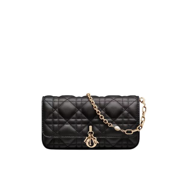 DIOR LADY DIOR PHONE POUCH BLACK 19CM S0977ONMJM900