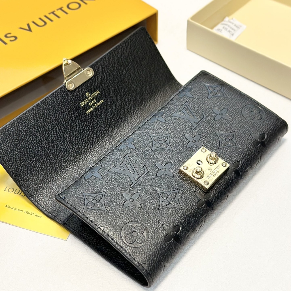 LOUIS VUITTON SARAH WALLET MONOGRAM EMPREINTE BLACK 19CM M82638 - Image 9