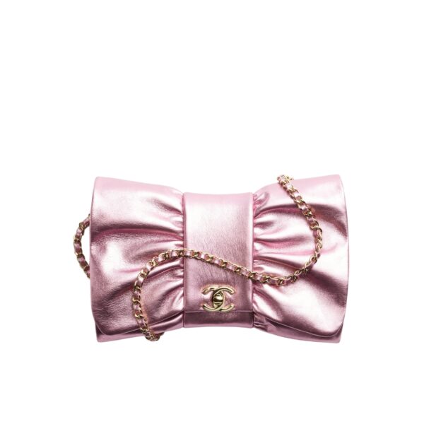 CHANEL CLUTCH METALLIC AND GOLD METAL IN PINK 24CM AS5129 B18041 NZK53
