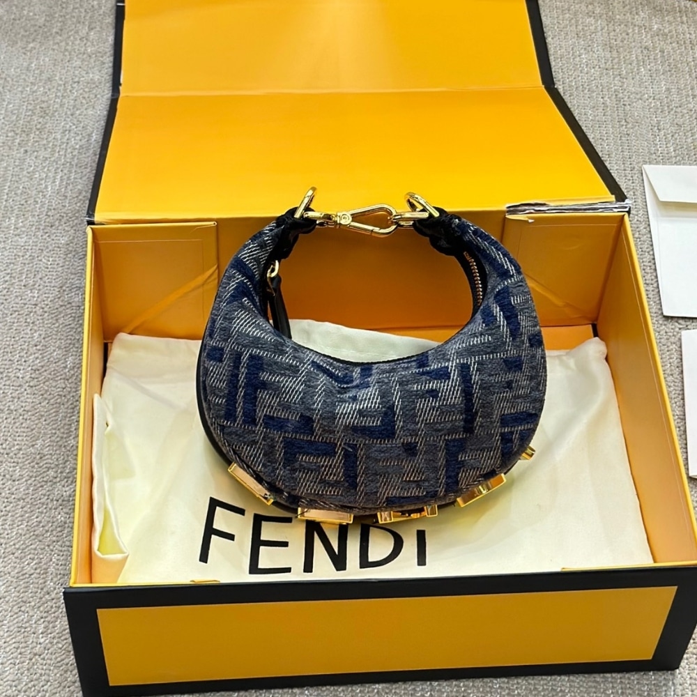 FENDI FENDIGRAPHY MINI BLUE CHENILLE MINI BAG 18CM 8BS081ASU0F1PQM - Image 2