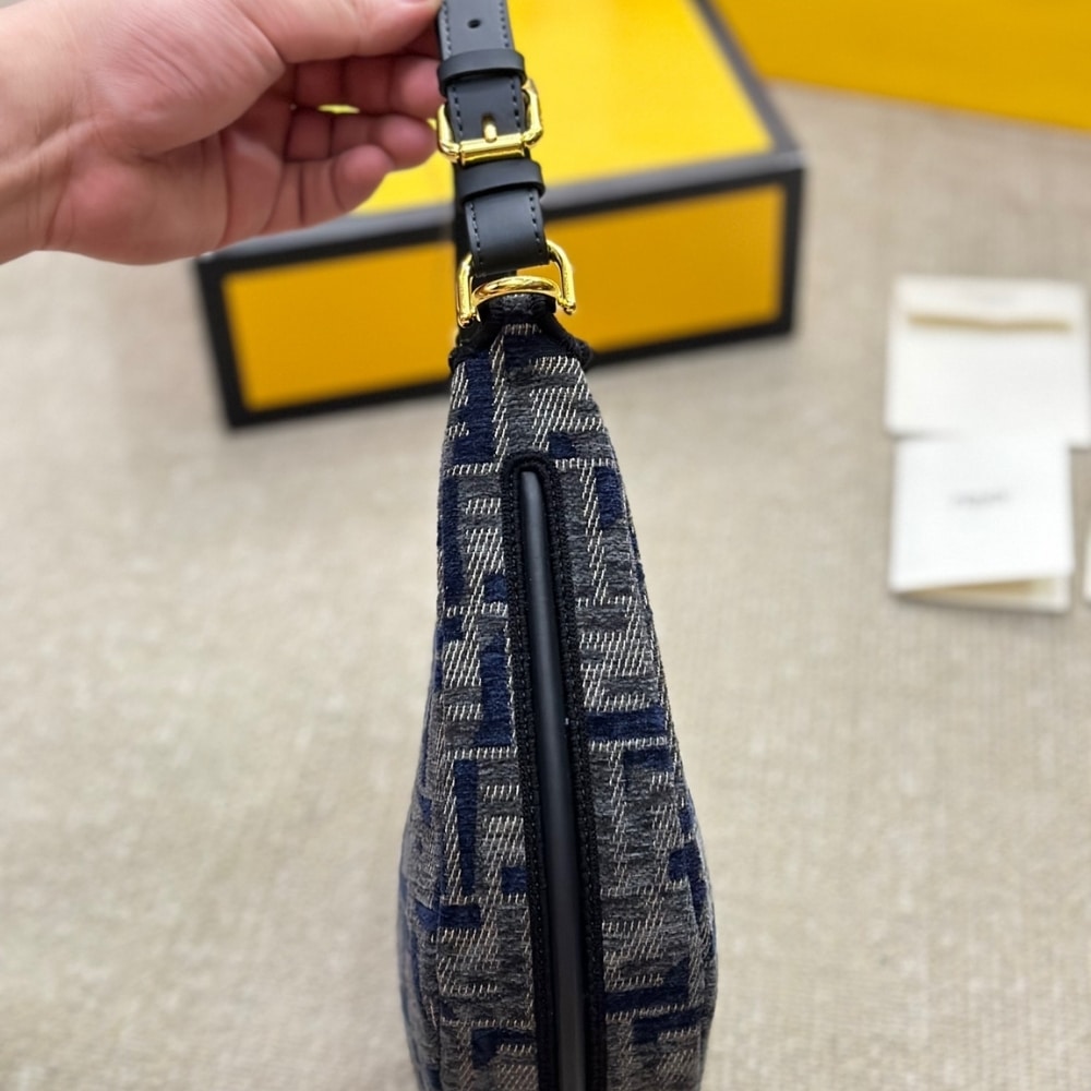 FENDI FENDIGRAPHY SMALL DARK BLUE FF CHENILLE BAG 30CM 8BR798ASU0F1PQM - Image 6