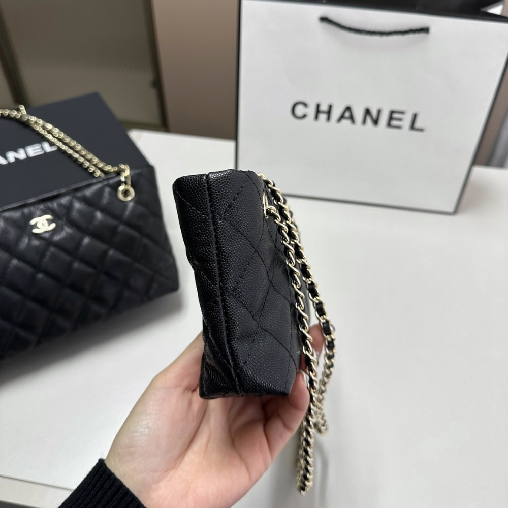 CHANEL CLUTCH WITH CHAIN BAG BLACK 20CM - Image 6