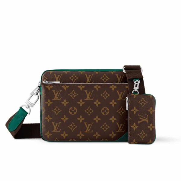 LOUIS VUITTON TRIO MESSENGER BAG GREEN 25CM M12766