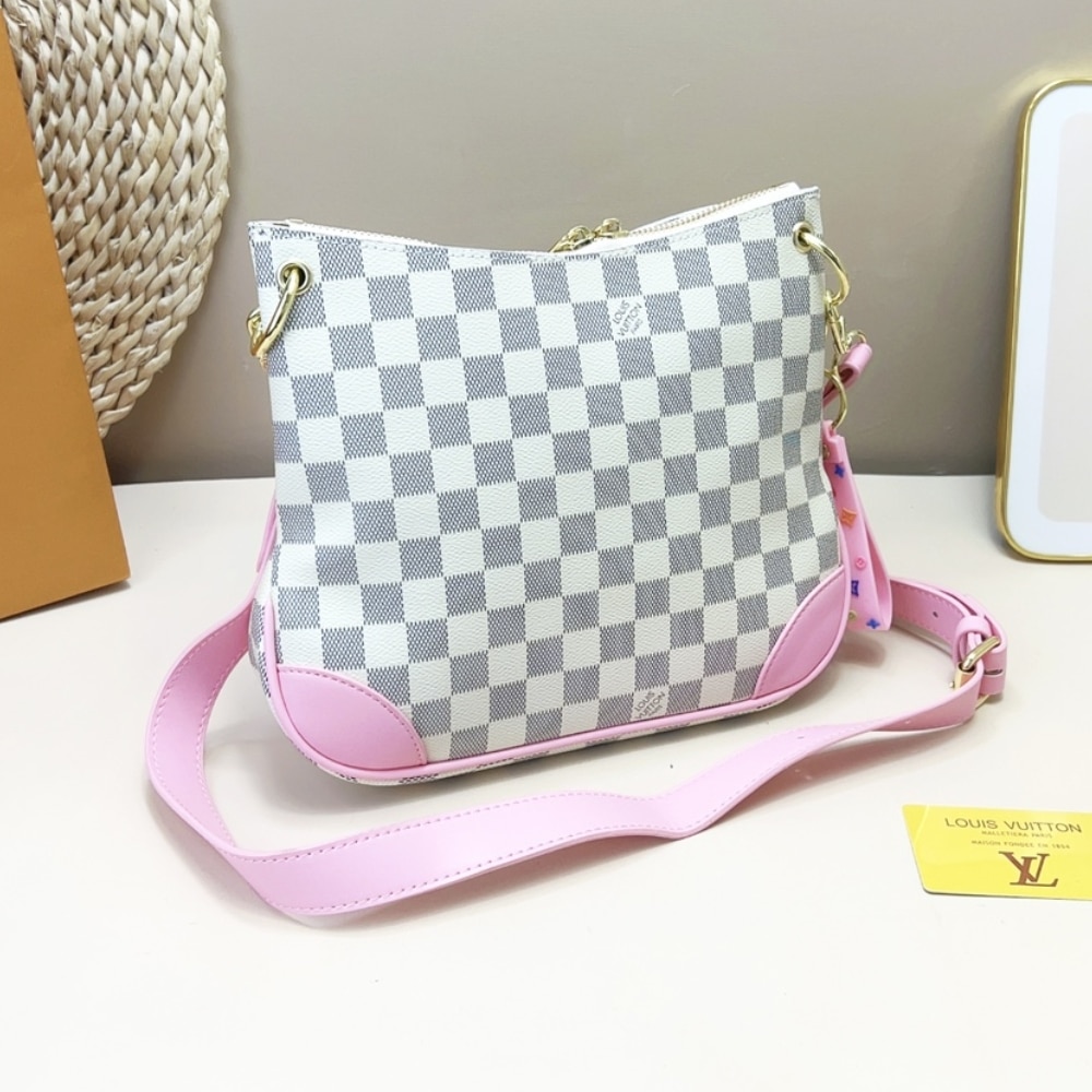 LOUIS VUITTON ODÉON SHOULDER BAG DAMIER AZUR WITH PINK DETAIL 26CM - Image 3