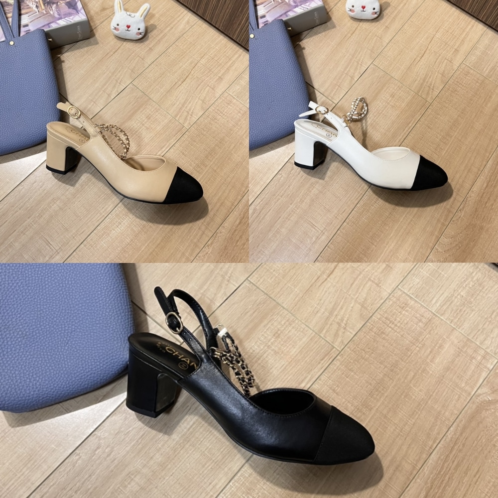 CHANEL SLINGBACKS GOATSKIN & GROSGRAIN BLACK - Image 2