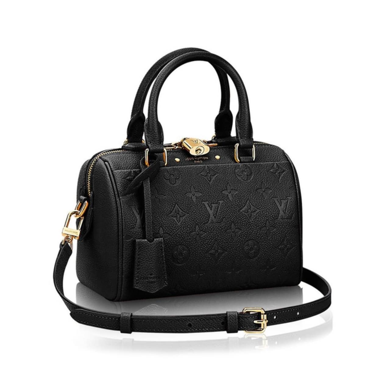 LOUIS VUITTON SPEEDY BANDOULIÈRE 25 IN MONOGRAM EMPREINTE BLACK 25CM