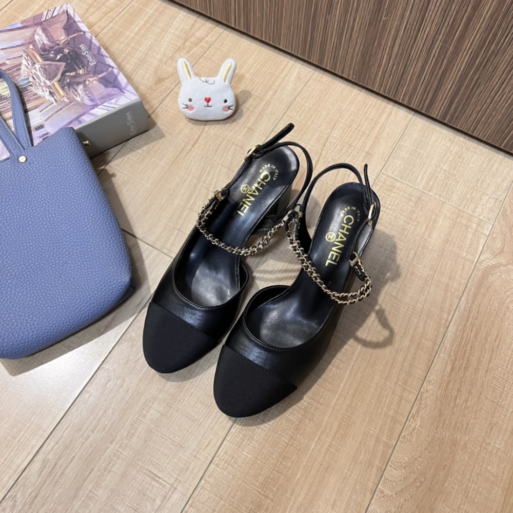 CHANEL SLINGBACKS GOATSKIN & GROSGRAIN BLACK - Image 3