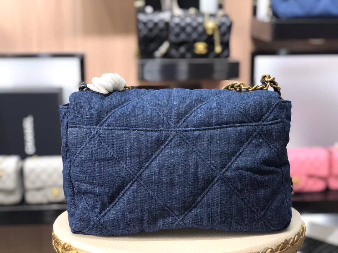 CHANEL 19 FLAP DENIM BAG BLUE 37CM AS1160 B02876 N6832 - Image 2