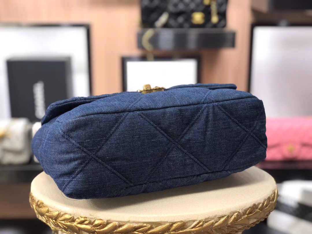 CHANEL 19 FLAP DENIM BAG BLUE 37CM AS1160 B02876 N6832 - Image 4