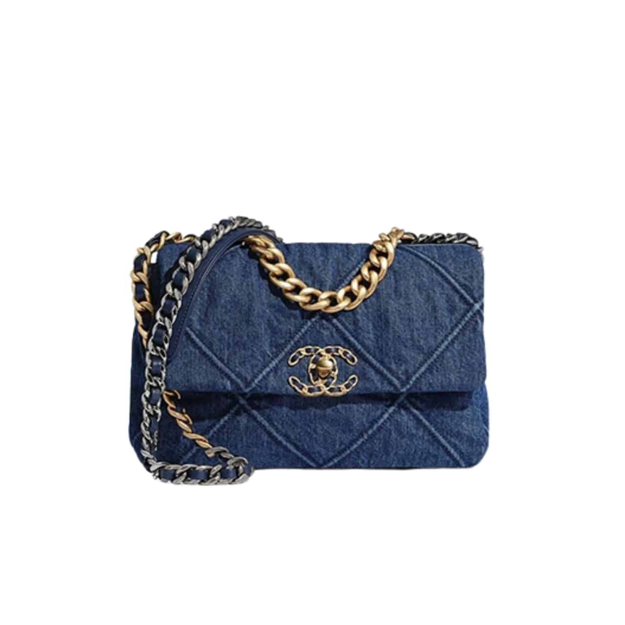 CHANEL 19 FLAP DENIM BAG BLUE 37CM AS1160 B02876 N6832