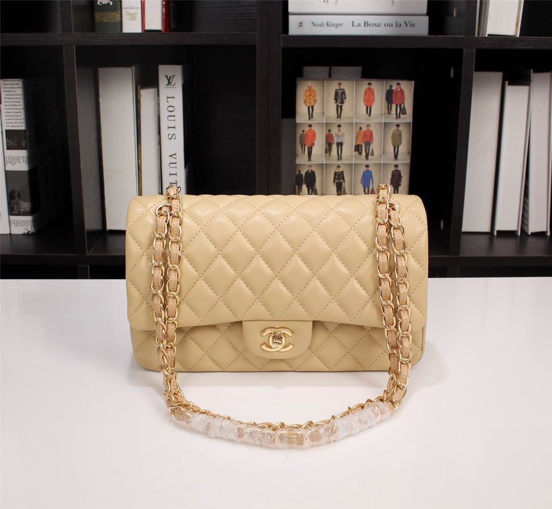 CHANEL CLASSIC FLAP BEIGE GOLD HARDWARE 33CM - Image 2