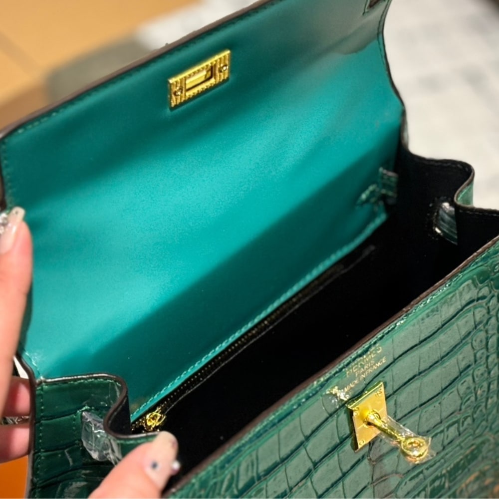HERMÈS KELLY 25 ALLIGATOR VERT EMERALD 25CM - Image 4