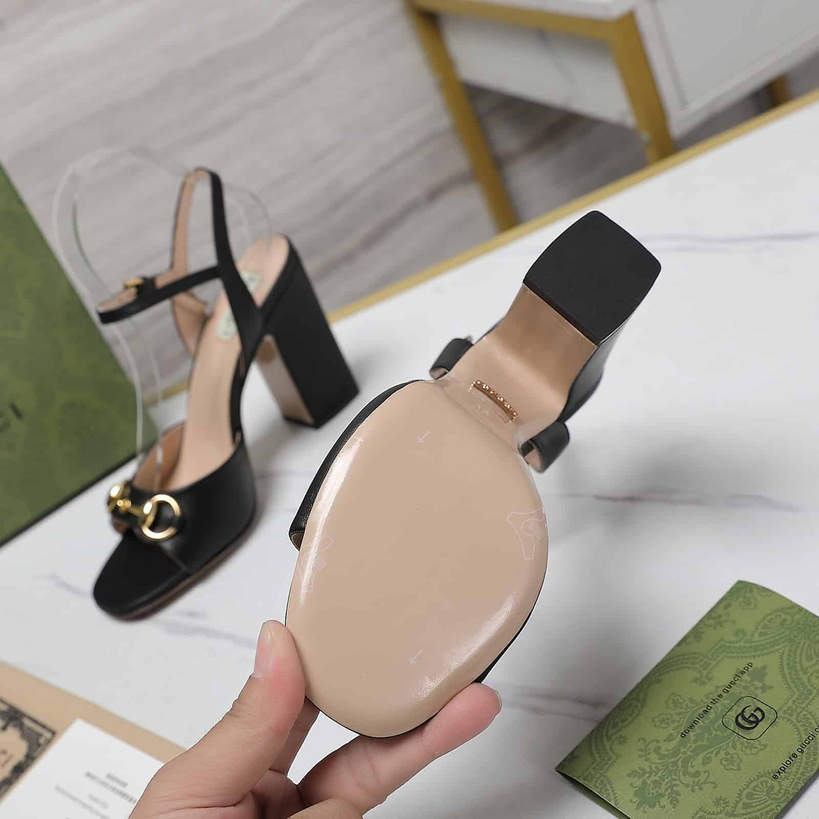 GUCCI WOMEN'S HORSEBIT HIGH HEEL SANDAL BLACK - Image 7