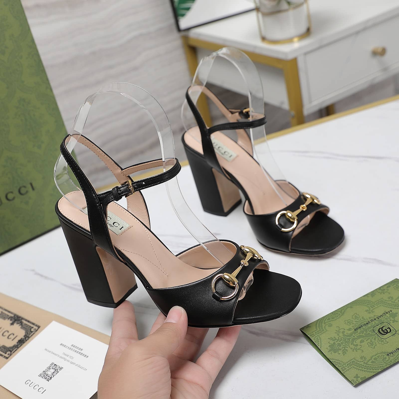 GUCCI WOMEN'S HORSEBIT HIGH HEEL SANDAL BLACK - Image 6