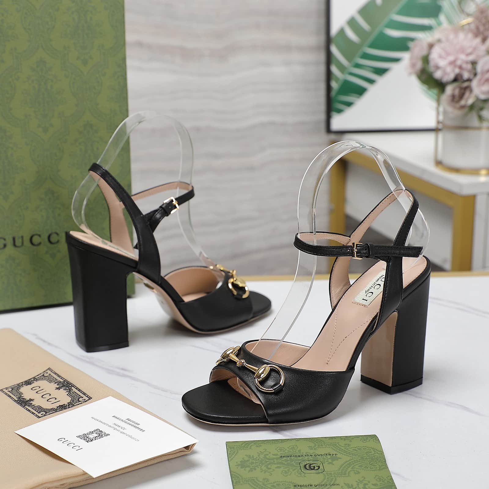 GUCCI WOMEN'S HORSEBIT HIGH HEEL SANDAL BLACK - Image 3