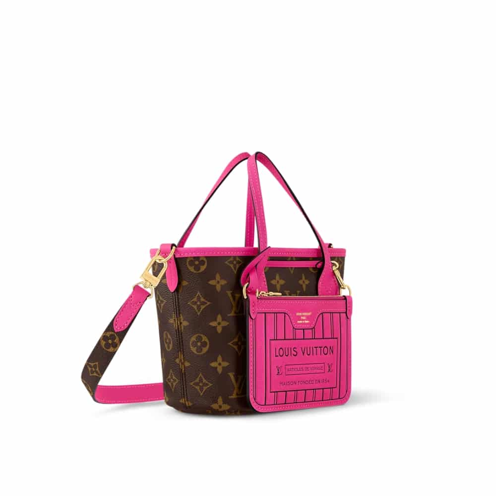 LOUIS VUITTON NEVERFULL BANDOULIÈRE INSIDE OUT BB BAG ROSE POONDICHERRY 19CM M12106 - Image 3