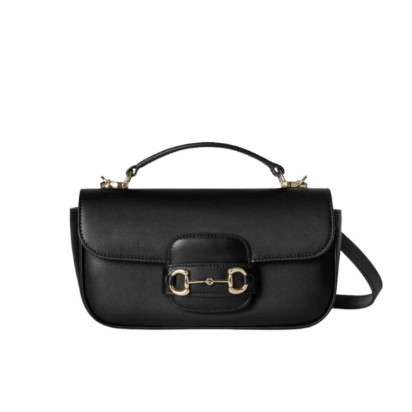 GUCCI HORSEBIT 1955 SMALL TOP HANDLE BAG BLACK 22CM ‎815206 AAEFH 1000