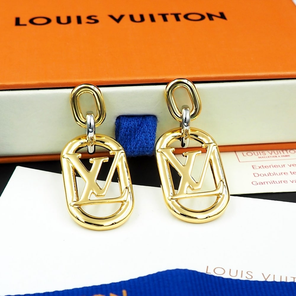 LOUIS VUITTON EVERYDAY CHAIN LV EARRINGS GOLD AND SILVER - Image 2