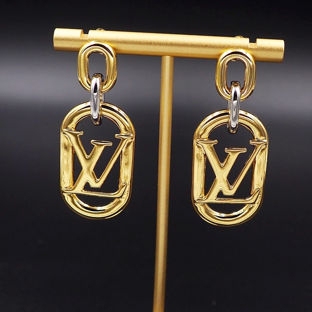 LOUIS VUITTON EVERYDAY CHAIN LV EARRINGS GOLD AND SILVER - Image 4