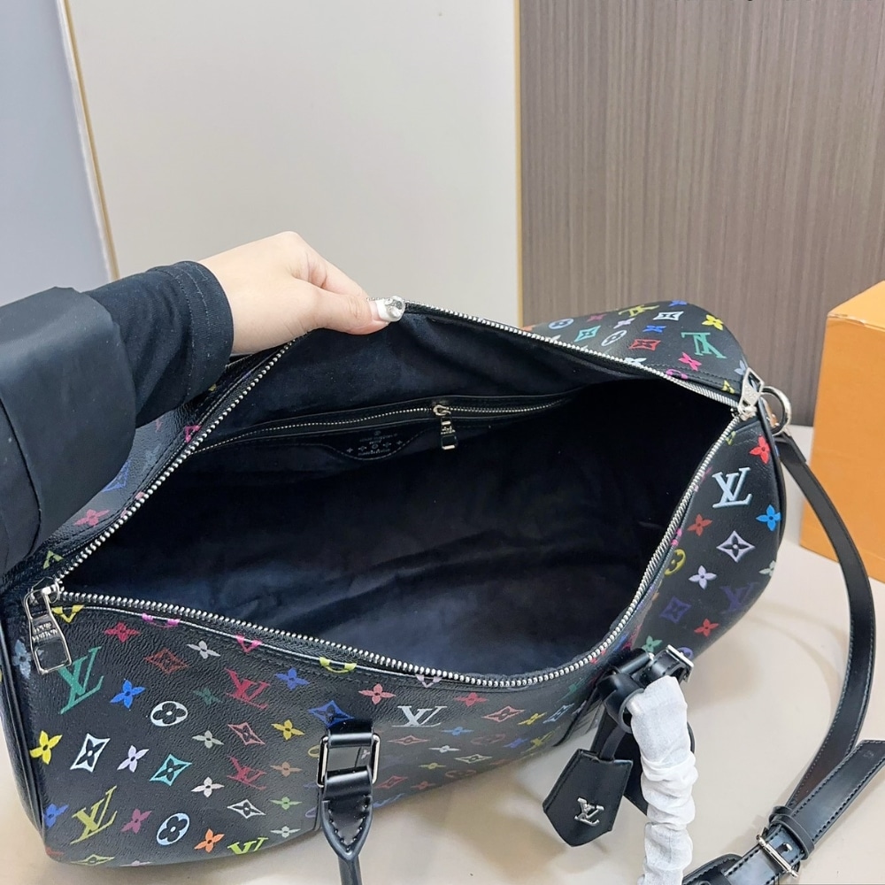 LOUIS VUITTON X TAKASHI MURAKAMI KEEPALL BANDOULIERE BLACK MULTICOLORED 45CM - Image 6