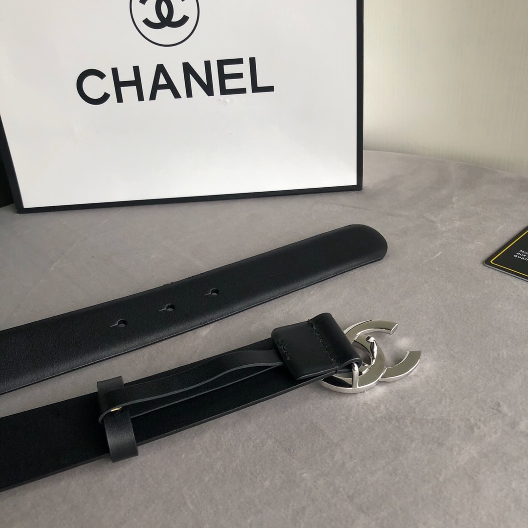CHANEL PEARL AND LEATHER SILVER TONE METAL BLACK 3CM - Image 8