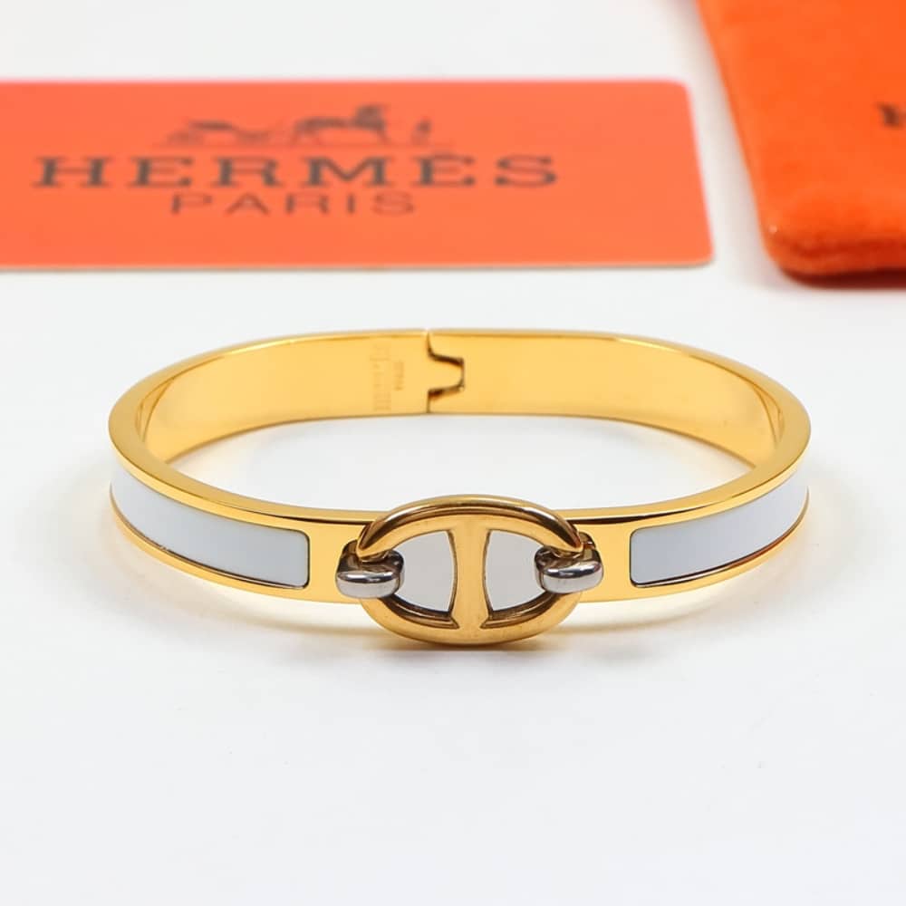 HERMES MINI CLIC CHAINE D'ANCRE BRACELET GOLD TONE WITH LIGHT BLUE H209000FV4HGM - Image 2