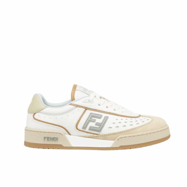 FENDI MATCH SUEDE LOW TOPS WHITE AND BROWN  8E8670ASB2F1RUX