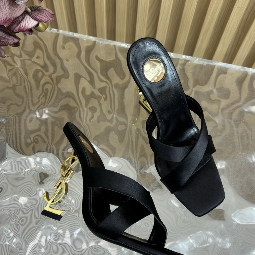 SAINT LAURENT OPYUM MULES IN SATIN CREPE BLACK 8189319QAB11000 - Image 2